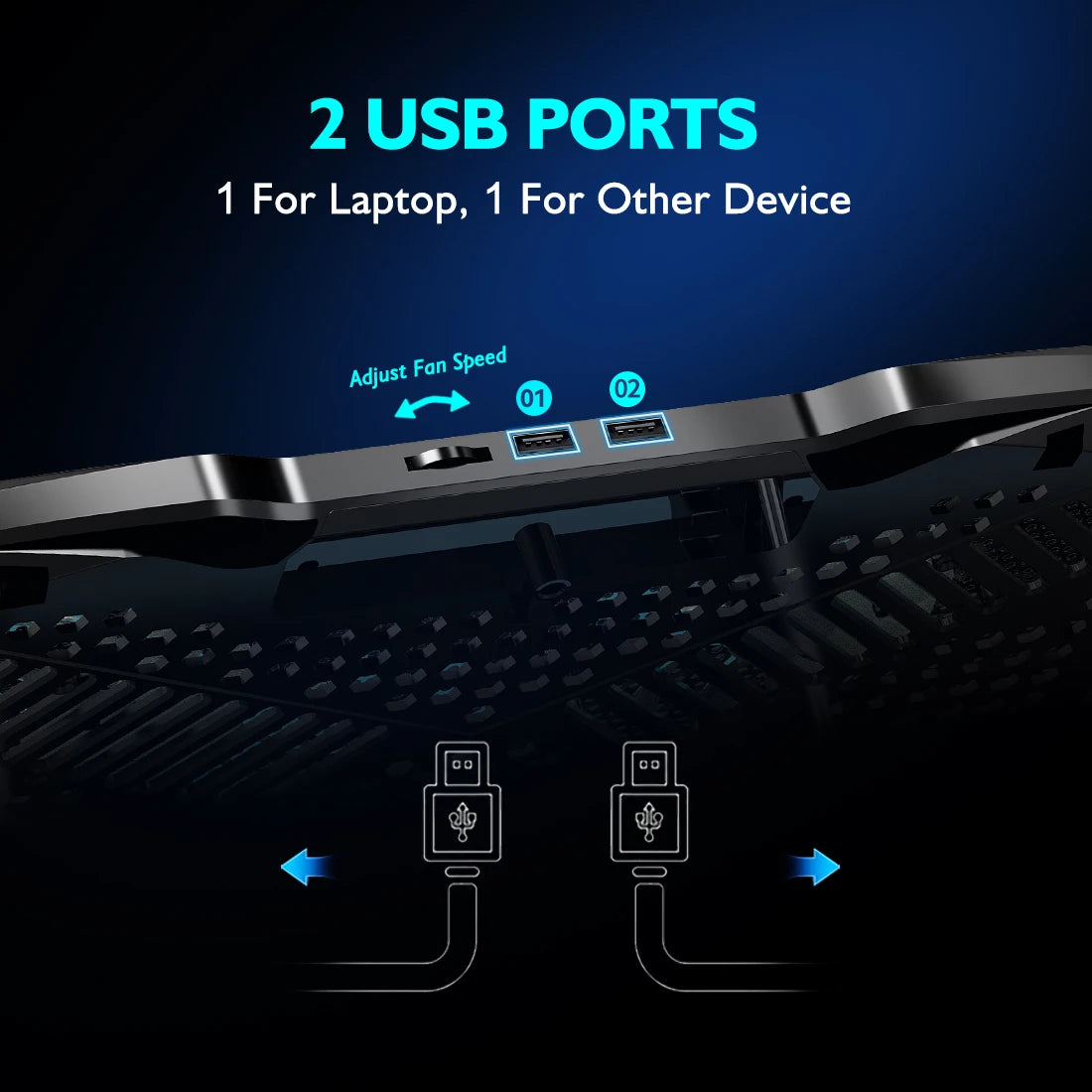 5-Fan Laptop Cooling Pad with Phone Holder