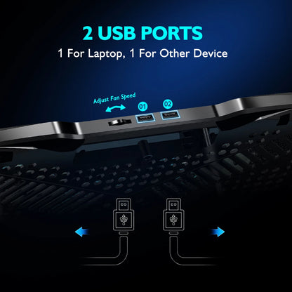 5-Fan Laptop Cooling Pad with Phone Holder
