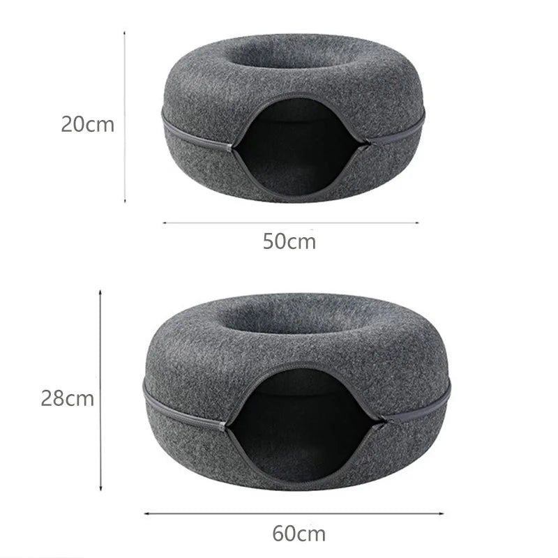 Donut Cat Bed & Tunnel Play Cave
