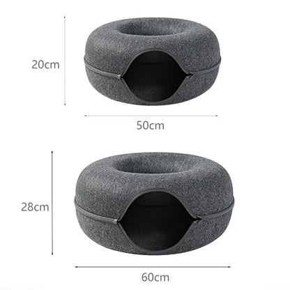 Donut Cat Bed & Tunnel Play Cave