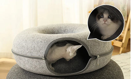 Donut Cat Bed & Tunnel Play Cave