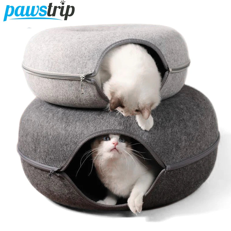 Donut Cat Bed & Tunnel Play Cave