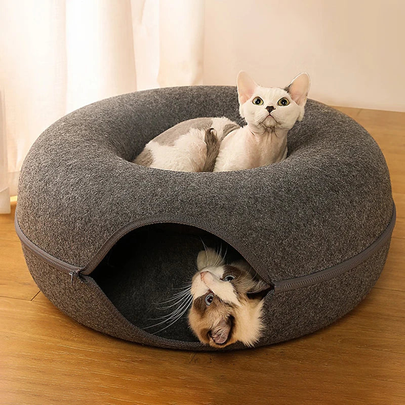 Donut Cat Bed & Tunnel Play Cave