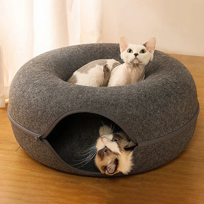 Donut Cat Bed & Tunnel Play Cave