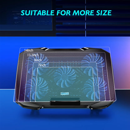 5-Fan Laptop Cooling Pad with Phone Holder