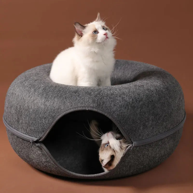 Donut Cat Bed & Tunnel Play Cave